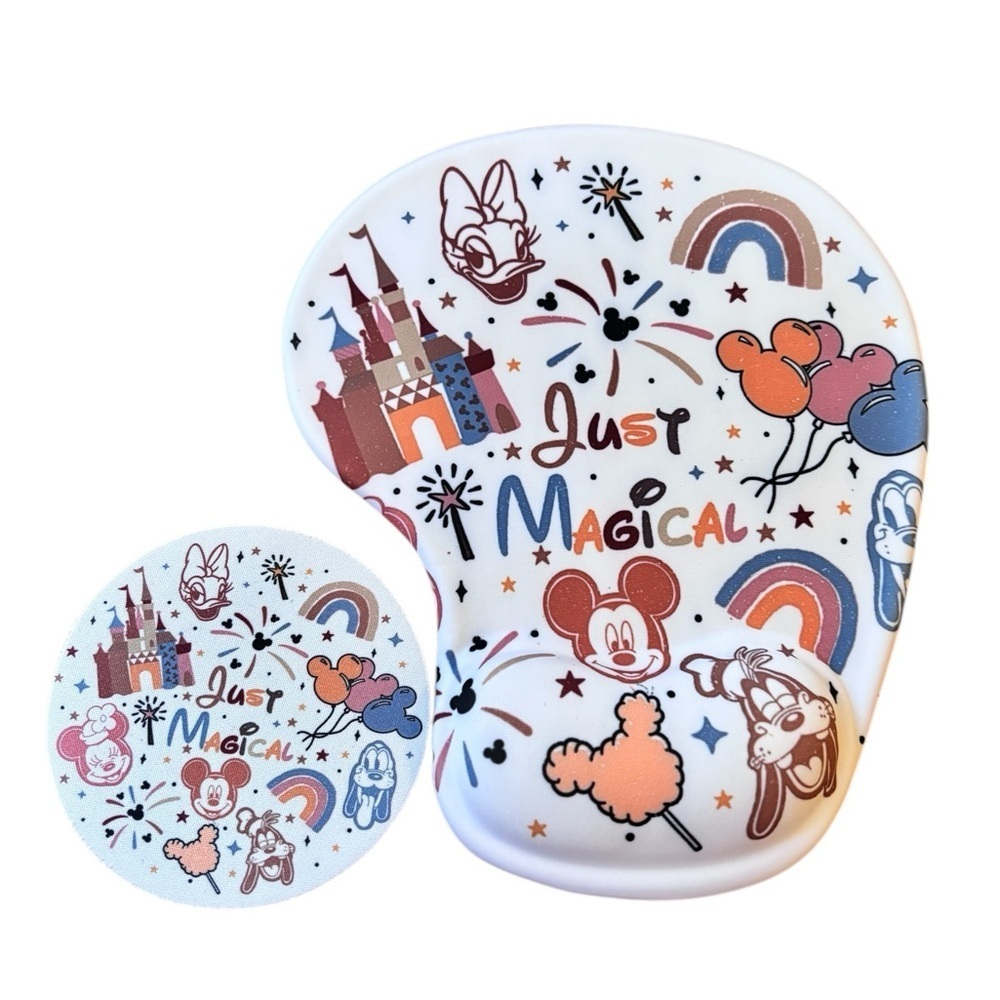 Mickey Mouse Magic Kingdom Ergonomic Mousepad and Coaster NIB Pain Relief